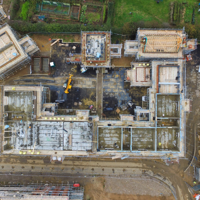 "Aerial View of house construction" stock image