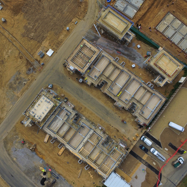 "Aerial view of building site" stock image