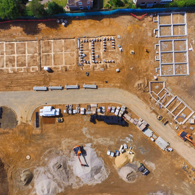 "Aerial view of construction site" stock image