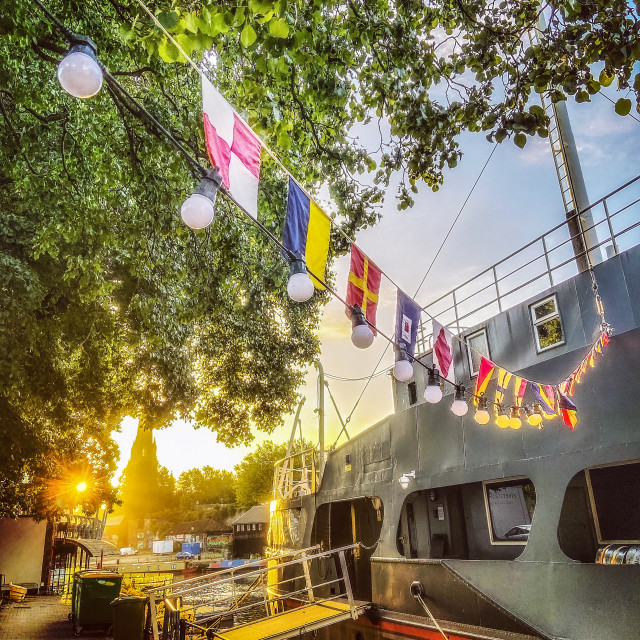 "Sunrise over The Thekla" stock image