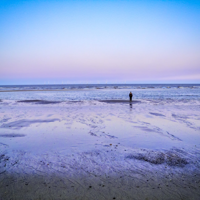 "Staring out to sea, Skegness." stock image