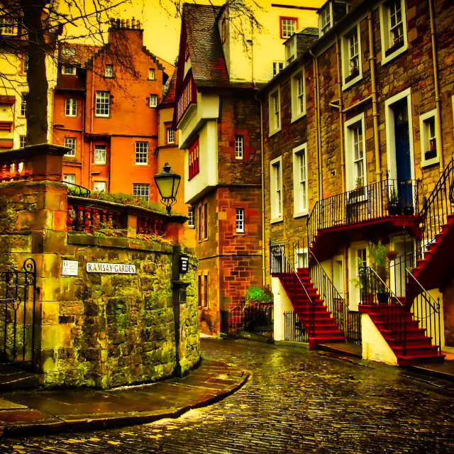 "Street scene, Edinburgh." stock image