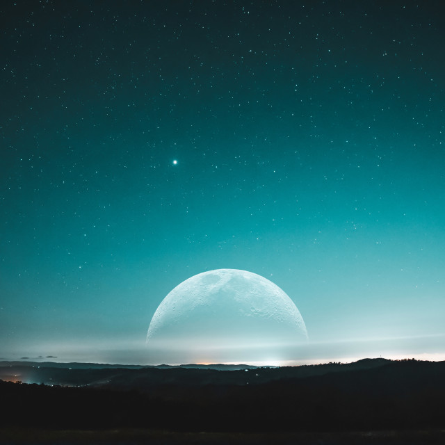 "Moonrise" by Warren - £20.00 "Moonrise" stock image