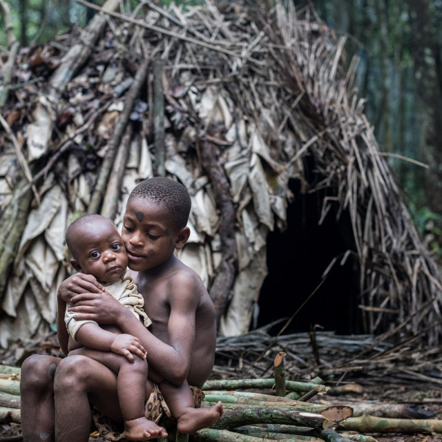 "Young baka in the jungle of Cameroon" stock image