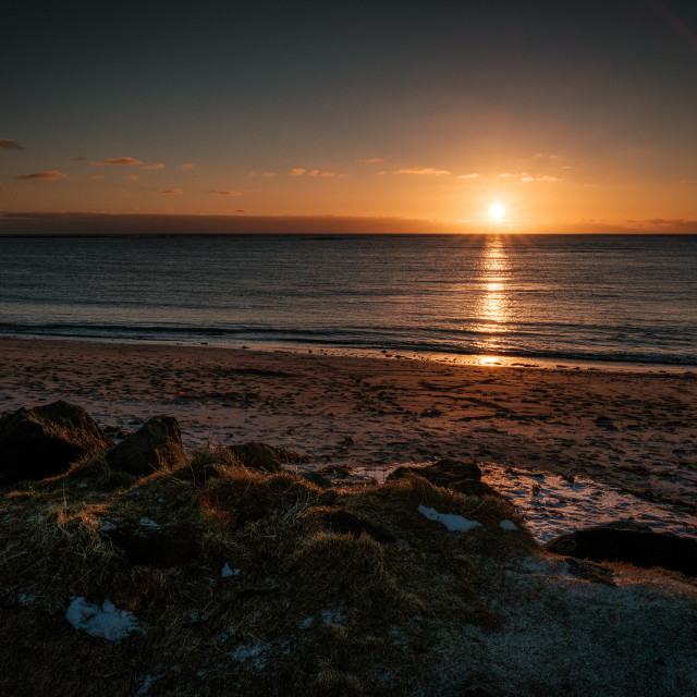 "Sunset at Gardur, Iceland" stock image