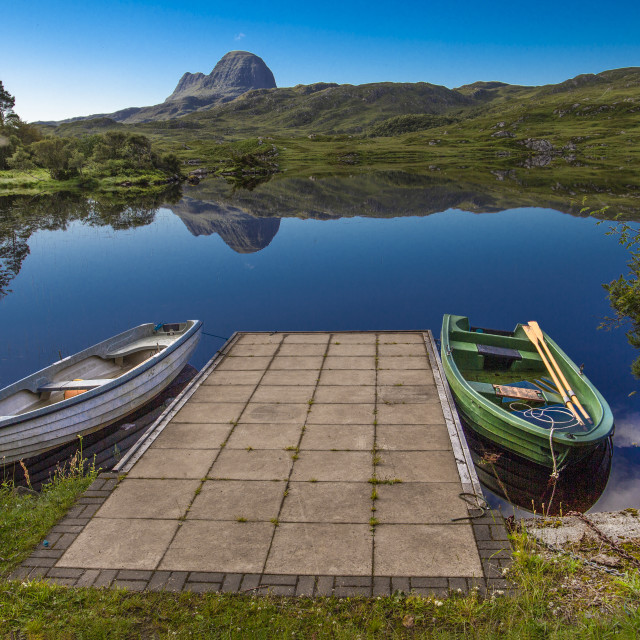 "The Jetty at Loch Druim Suardalain." stock image