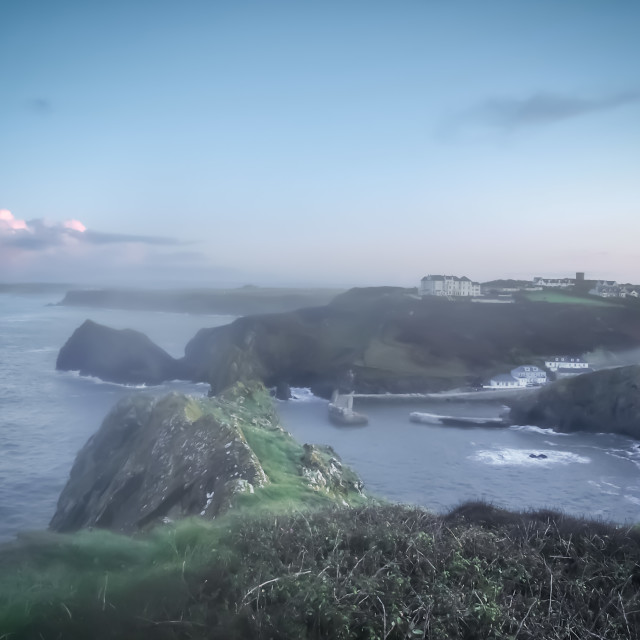 "Misty sunrise, Cornwall." stock image