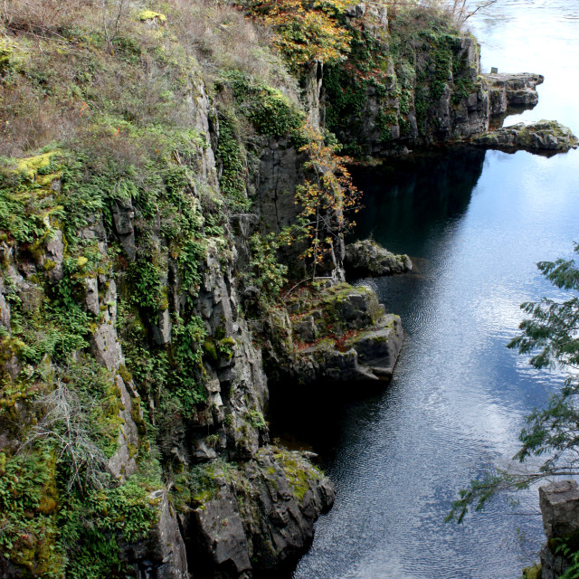"The Campbell River canyon in the Elk Falls Provincial Park on Vancouver Island" by Julian Worker - £10.00 "The Campbell River canyon in the Elk Falls Provincial Park on Vancouver Island" stock image