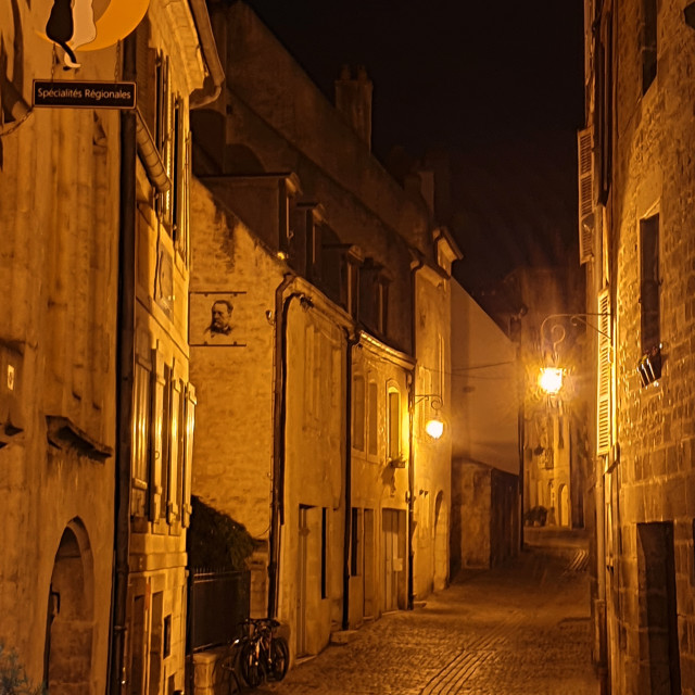 "Streets of Dole by night" stock image