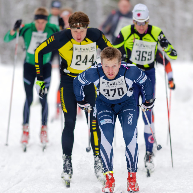 "Elite group at the Ski Marathon in nordic skiing classic style" stock image