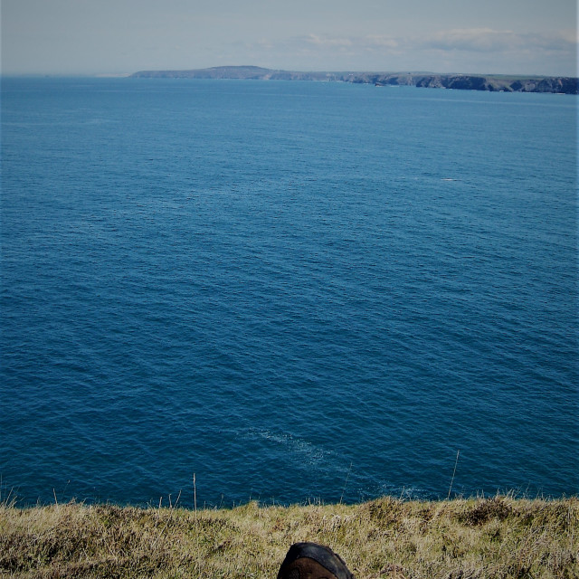 "Cornwall coast with feet" stock image