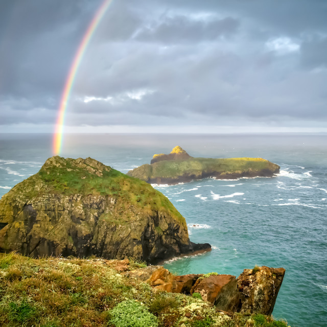 "Rainbow on Mullion Island" stock image