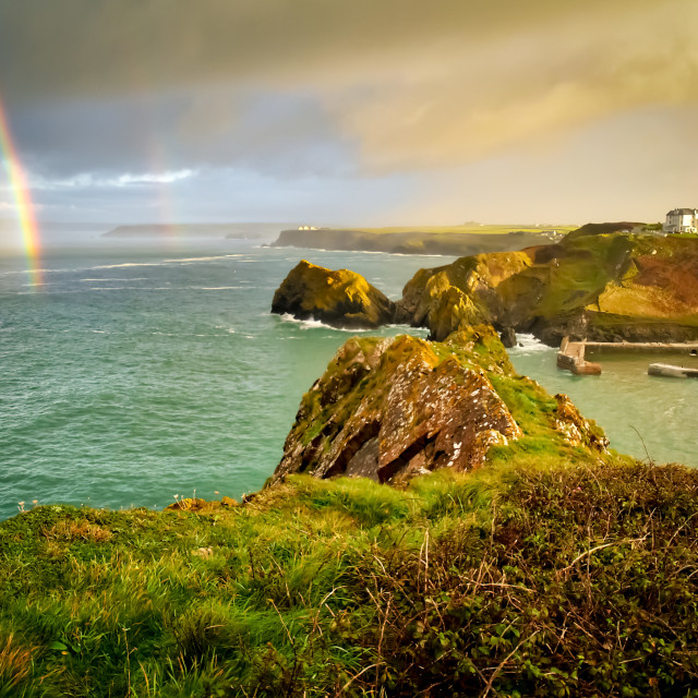 "Rainbow off Mullion Cove" stock image