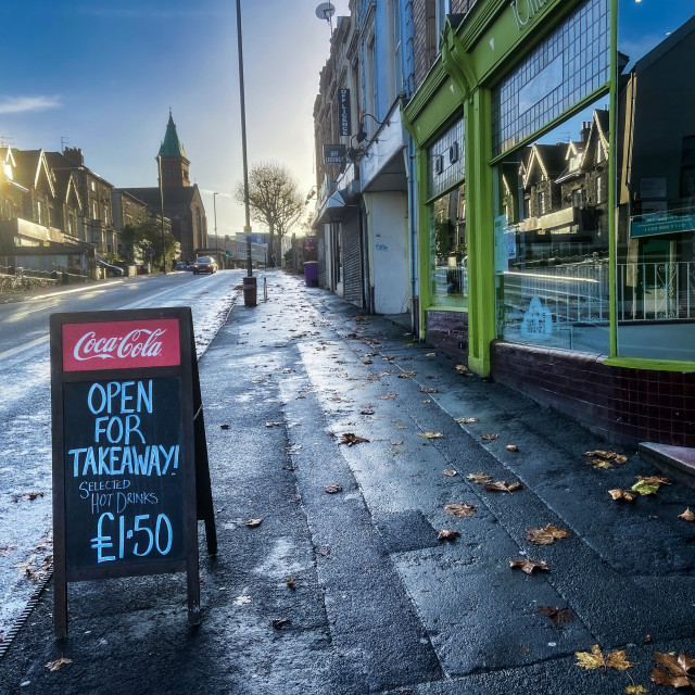 "Lockdown 2.0- we are open for take away" stock image