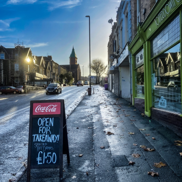 "Lockdown 2.0- we are open for take away" stock image