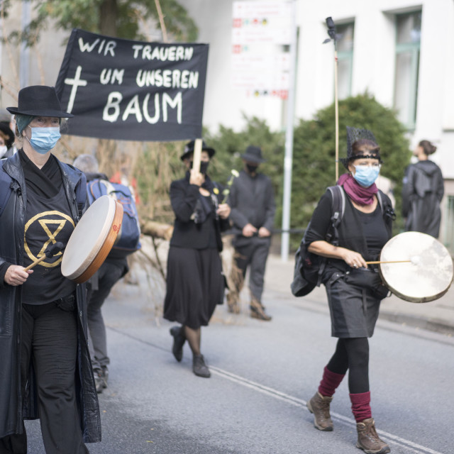 "Symbolic Mourning March for a dead Tree" stock image