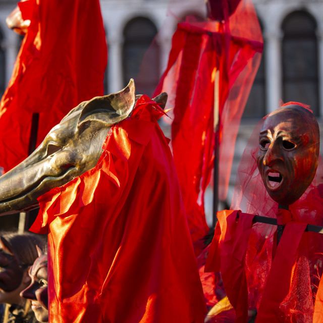 "The Ballad of the Masks and the Beheading of the Bull, Venice Carnival" by Bobb Strongman - £20.00 "The Ballad of the Masks and the Beheading of the Bull, Venice Carnival" stock image