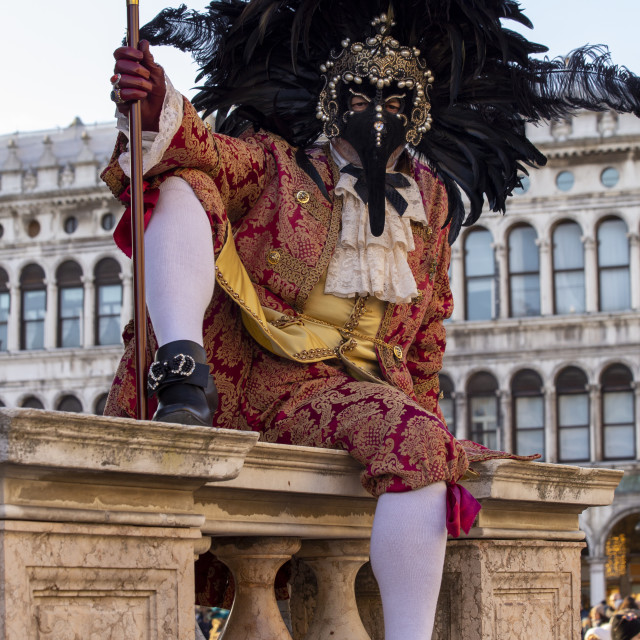 "Venetian costume with plague doctor mask, Venice Carnival" by Bobb Strongman - £20.00 "Venetian costume with plague doctor mask, Venice Carnival" stock image