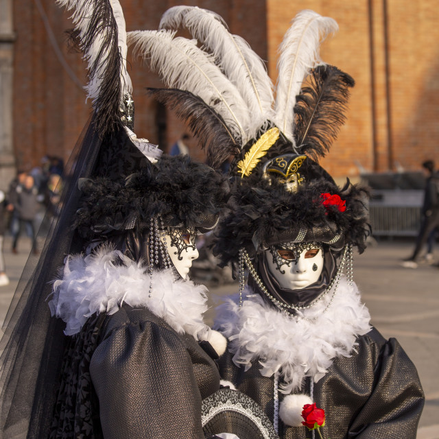 "Black and White Costumes at Venice Carnival" by Bobb Strongman - £20.00 "Black and White Costumes at Venice Carnival" stock image
