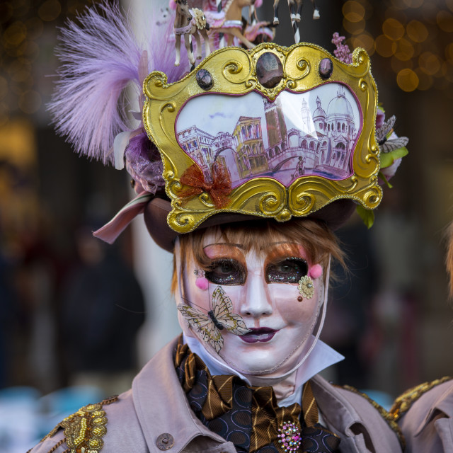 "Carousel Headdress at Venice Carnival" by Bobb Strongman - £20.00 "Carousel Headdress at Venice Carnival" stock image
