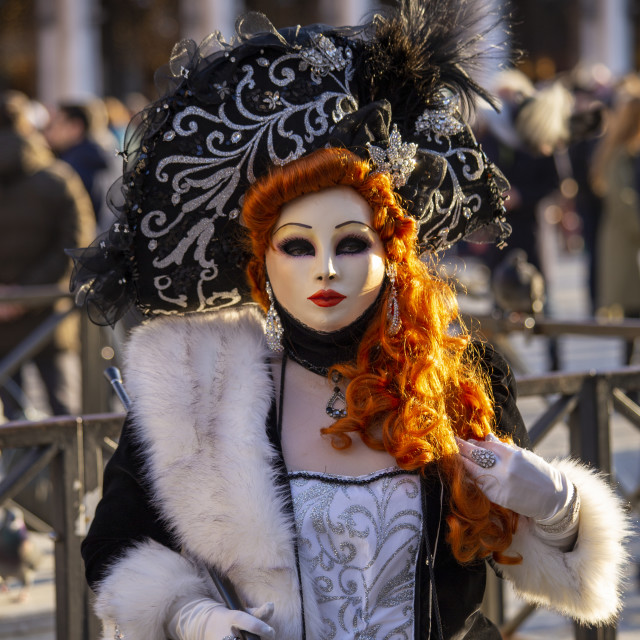 "Black and White Costume at Venice Carnival" by Bobb Strongman - £20.00 "Black and White Costume at Venice Carnival" stock image