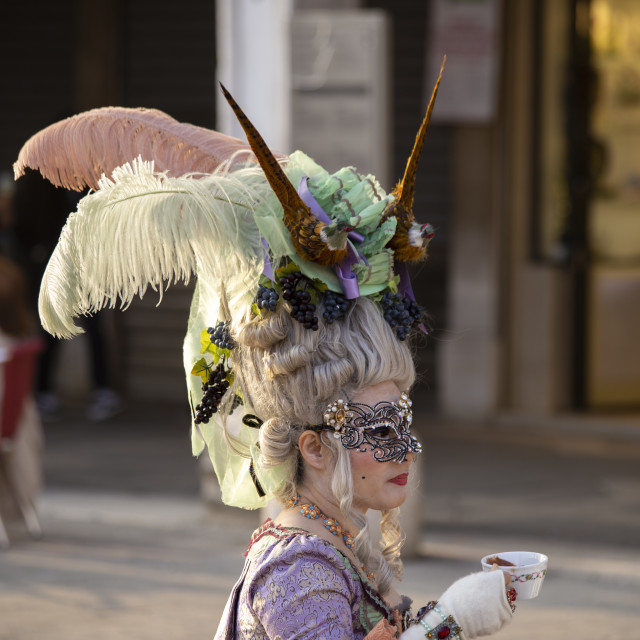 "Ornate Headdress at Venice Carnival" by Bobb Strongman - £20.00 "Ornate Headdress at Venice Carnival" stock image