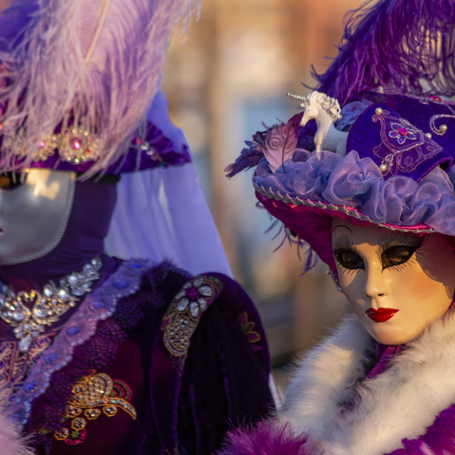 "Pink and Purple Costumes at Venice Carnival" by Bobb Strongman - £20.00 "Pink and Purple Costumes at Venice Carnival" stock image
