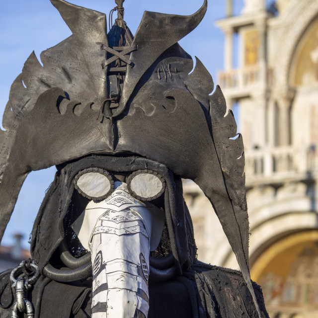 "Plague Doctor Costume at Venice Carnival" by Bobb Strongman - £20.00 "Plague Doctor Costume at Venice Carnival" stock image