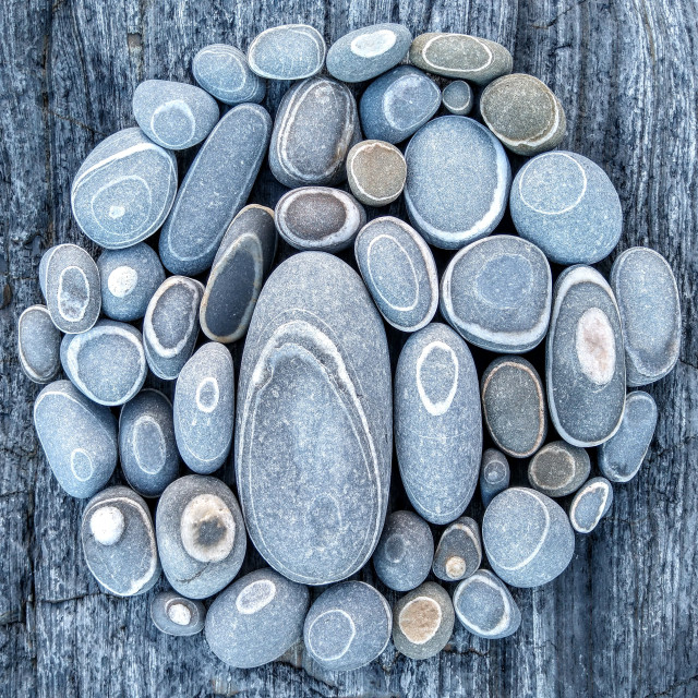 "Beach pebbles with natural circles" stock image