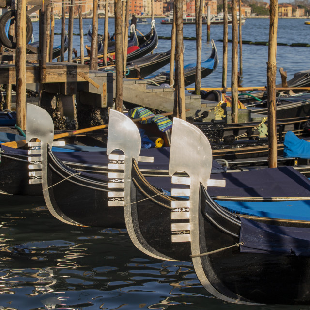 "Gondolas in Venice" by Bobb Strongman - £20.00 "Gondolas in Venice" stock image