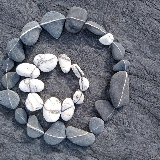 "Two circles of line stones" stock image