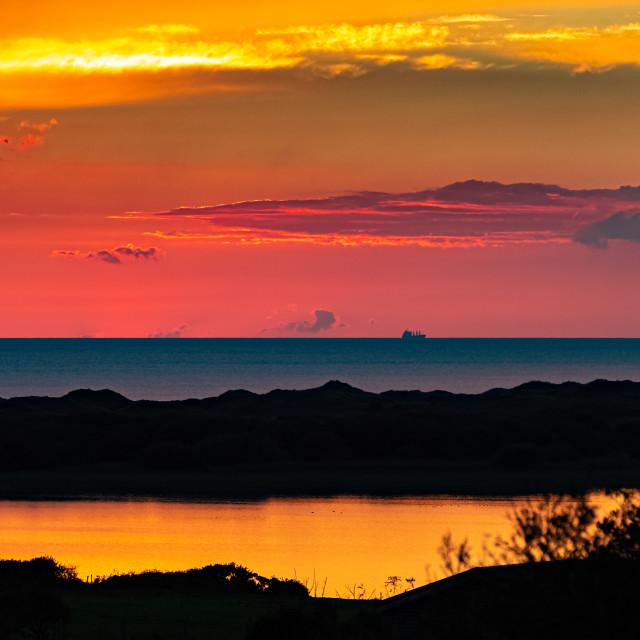 "Ship on Swansea Bay" stock image