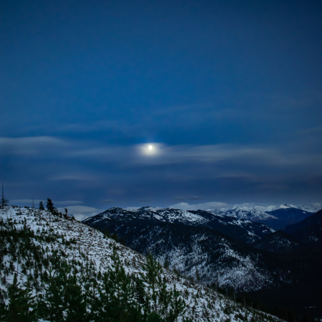 "Moonlight on the Mountains of Montana" stock image