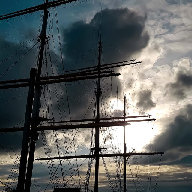 "Tall ship on Glasgow Harbour in Scotland UK" stock image