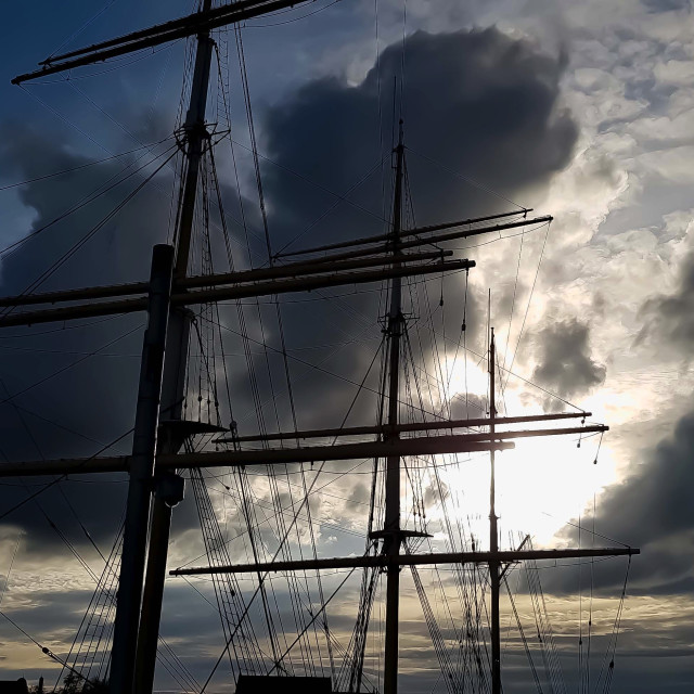 "Tall ship on Glasgow Harbour in Scotland UK" stock image