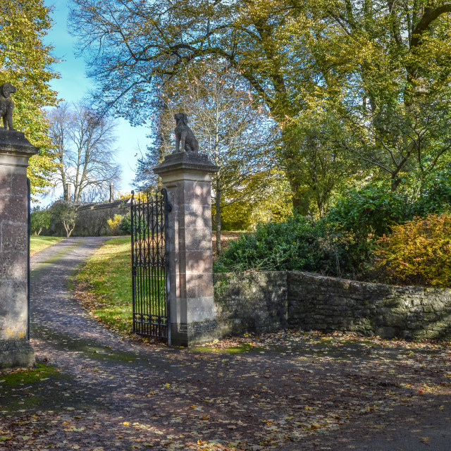 "Manor House Gates In A Somerset Village" stock image