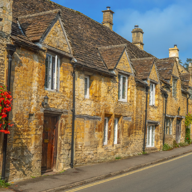 "A Row Of Pretty Cottages In Castle Combe, Wiltshire, England" stock image