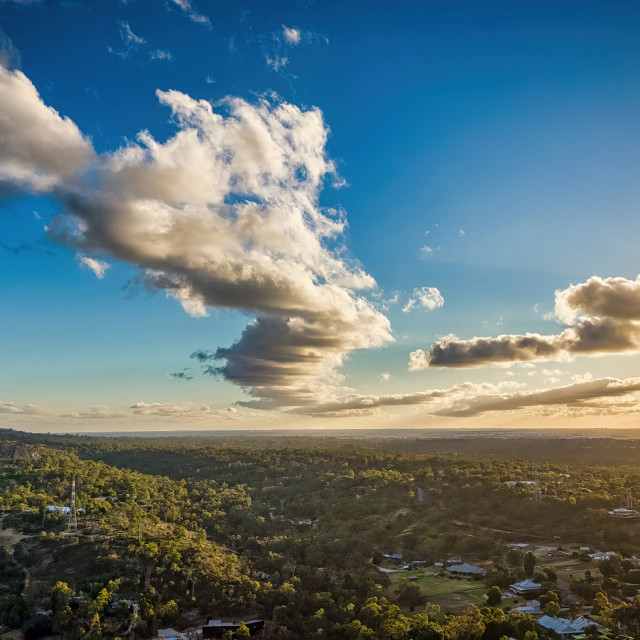 "Aerial Sunset, Perth Hills" stock image