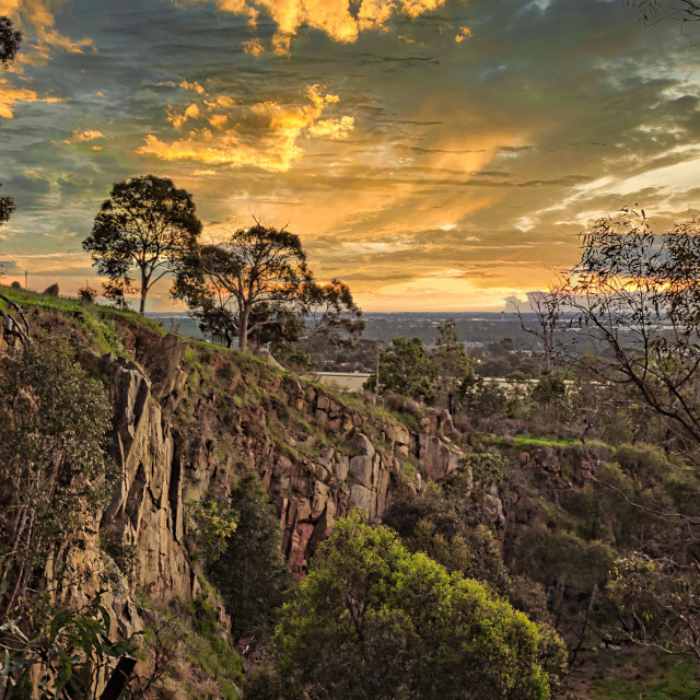 "Sunset Over Quarry Cliff" stock image