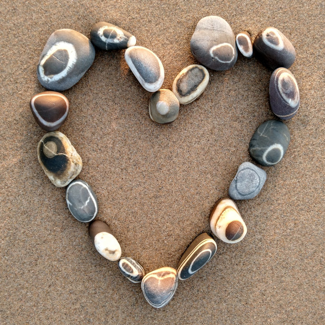 "Heart of circle beach stones" stock image