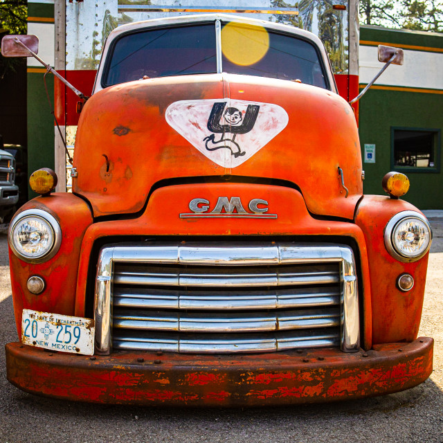 "Cool Hot ROd Uhaul truck in Ruidoso New Mexico" stock image