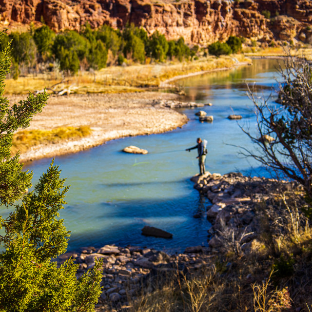 "Fishing the Rio Chama" stock image