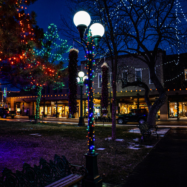 "Santa Fe Plaza Christmas time" stock image