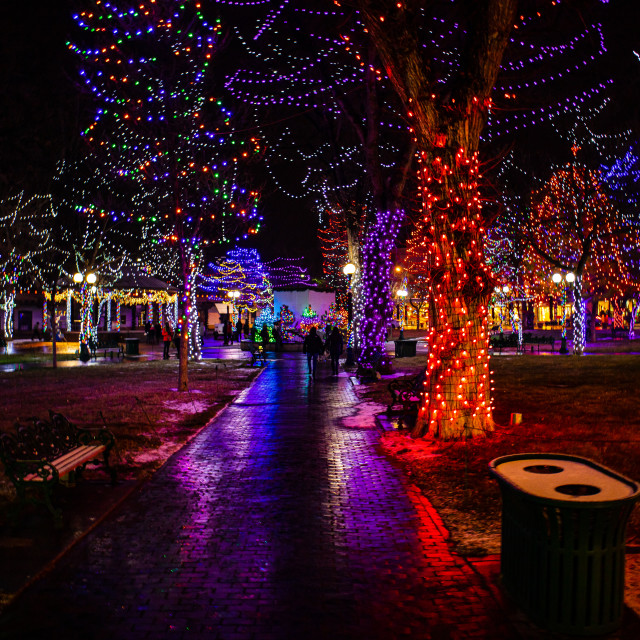 "Santa Fe Plaza center light display" stock image