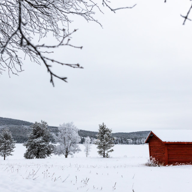 "Cabin in the snow (3)" stock image
