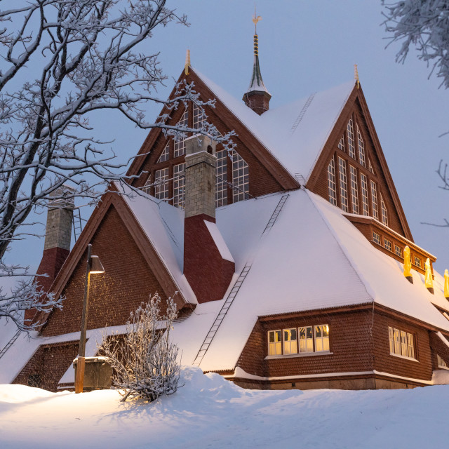 "Snowbounded church" stock image