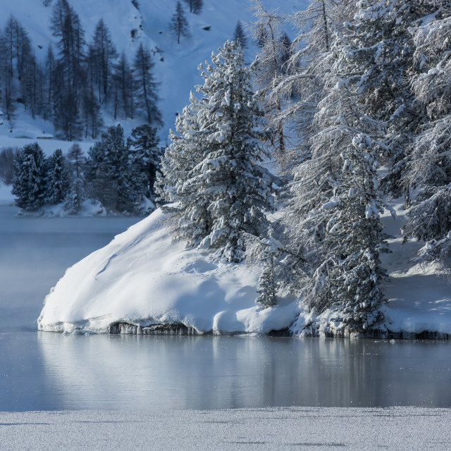 "Winter at its best at this mountain lake" stock image