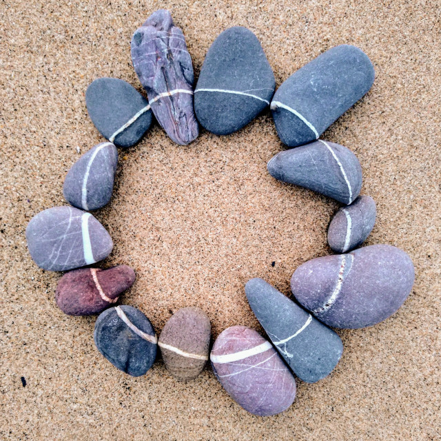 "Stone Circle on sand" by Lucia Pec - $12.67 "Stone Circle on sand" stock image