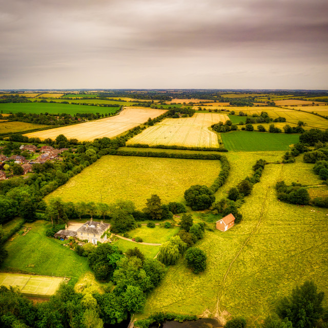 "Aerial view of Suffolk countryside" stock image