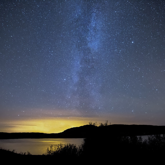 "Milky Way Over Clatteringshaws Loch" stock image